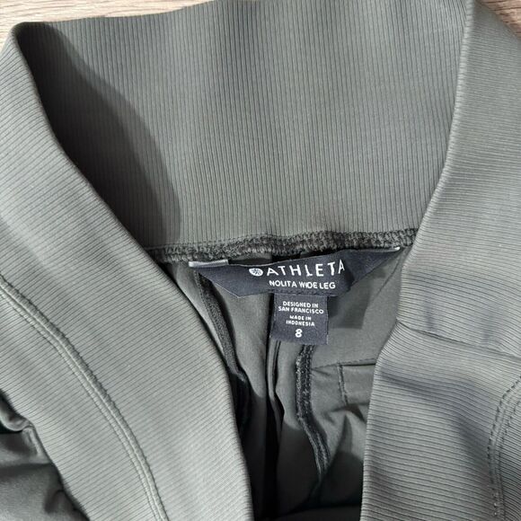 ATHLETA Nolita Wide Leg Featherweight Stretch Pant Mountain Olive Size 8 - Picture 5 of 11